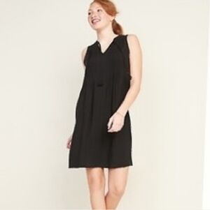 OLD NAVY Sleeveless Black Deep V-Neck Casual Dress Women's XS Tie Neckline EUC